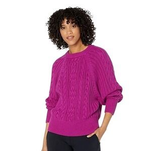 Lauren Ralph Lauren NWT‎ Cotton Cable Knit Pullover Dolman Sweater Pink Large